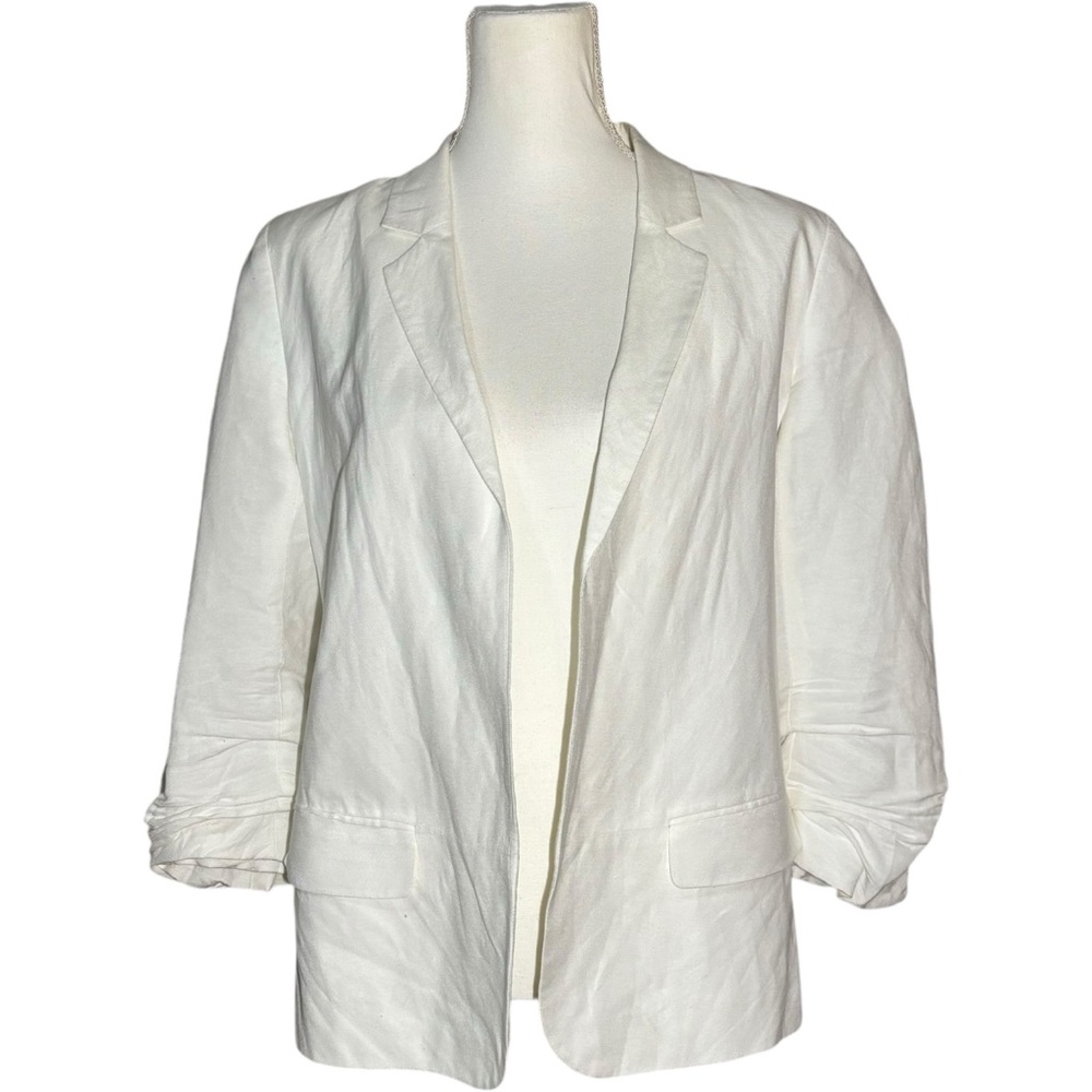 Ann Taylor Factory Women's Size 8 White Collared 3/4 Length Sleeve Blazer Jacket